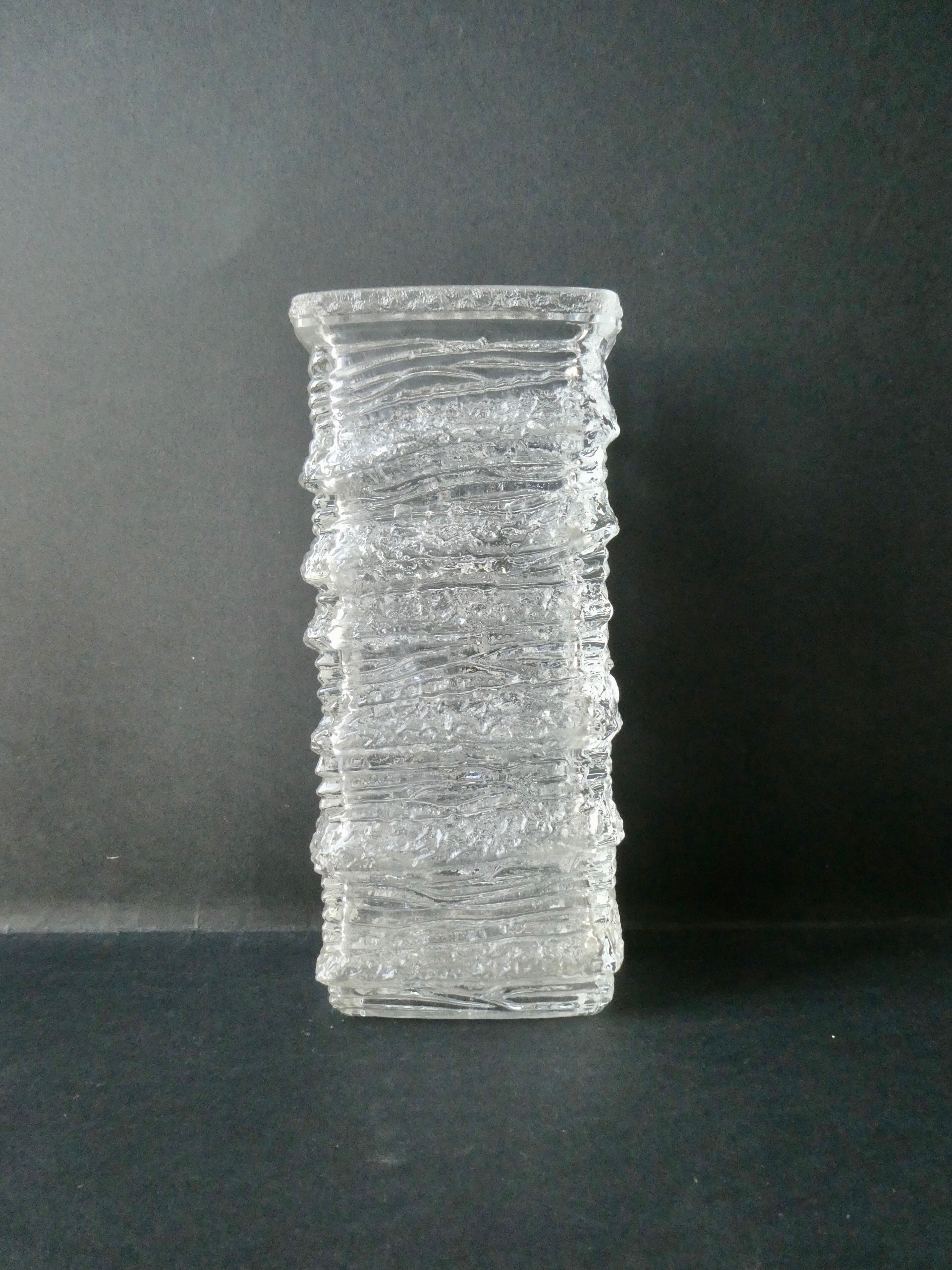 Frosted effect glass vase from the 70s