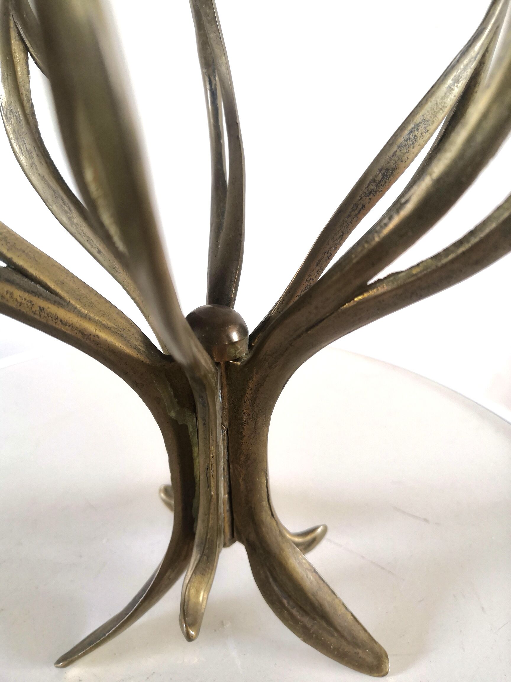 Candle holder brass vintage leaves and flowers 60s - 70s