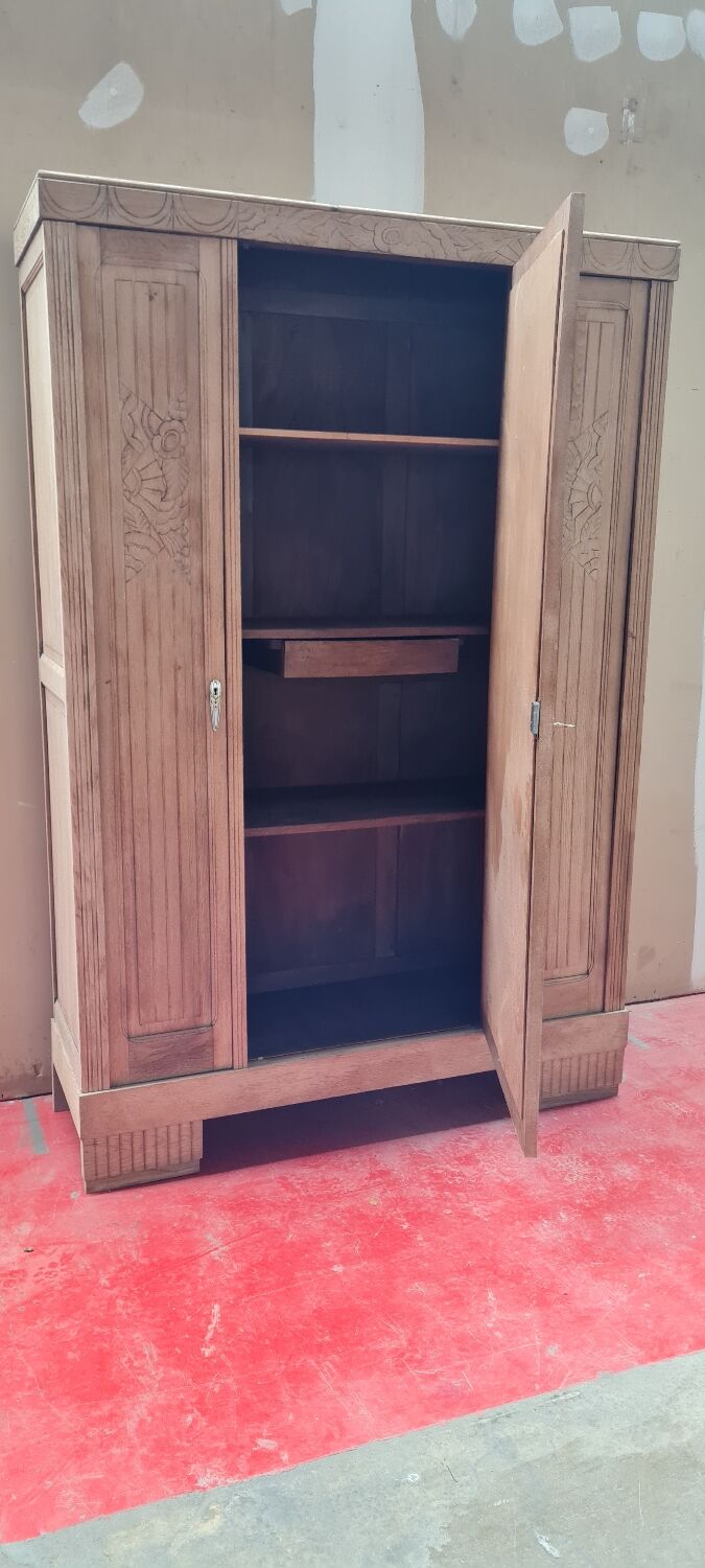Art deco wardrobe in light oak