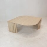 Table basse en travertin italien, années 1980