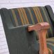 1970s, Danish armchair, green furniture wool, solid oak wood.