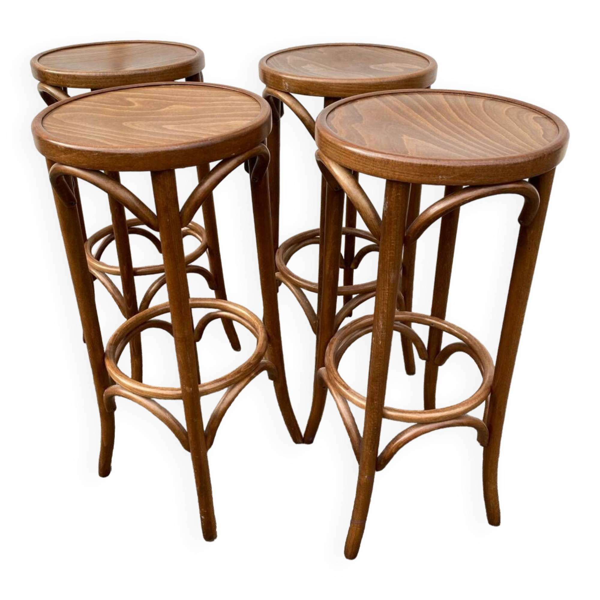 Set de 4 tabourets de bar, bois courbé