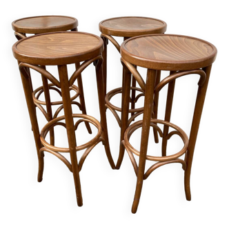 Set of 4 bar stools, bentwood