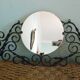 Porte manteau mural vintage avec miroir, 4 patères, fer forgé