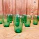 Set of 12 glasses green 'mint' vintage Lesieur 70s.