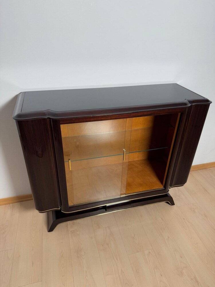 Art Deco Sideboard with Vitrine in Macassar Ebony & Maple, Paris, 1930s