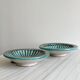 2 antique handmade ceramic dishes, colorful plates