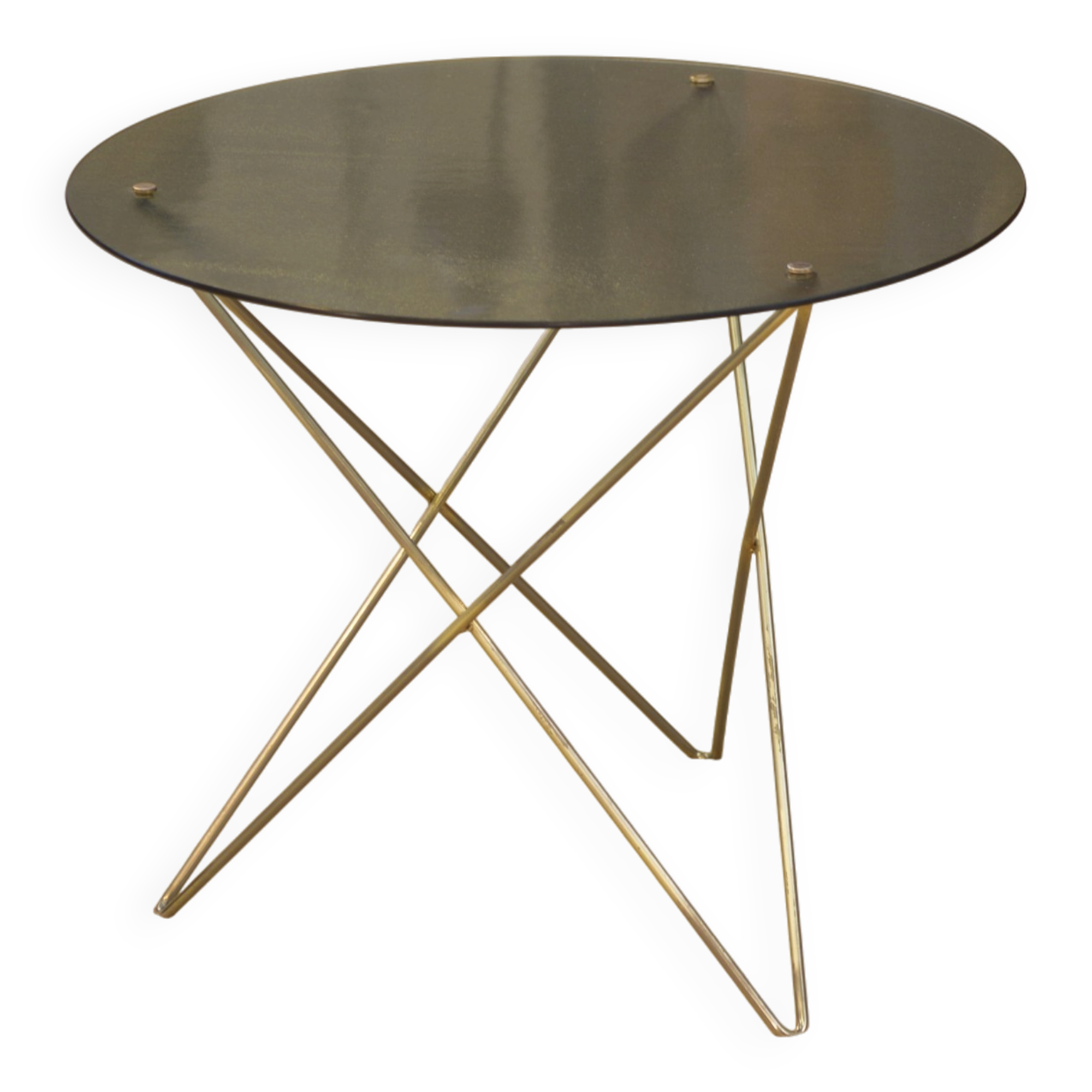 Brass and glass side table, 1960s design.