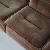 Vintage velvet brown / green modular sofa, 3-elements