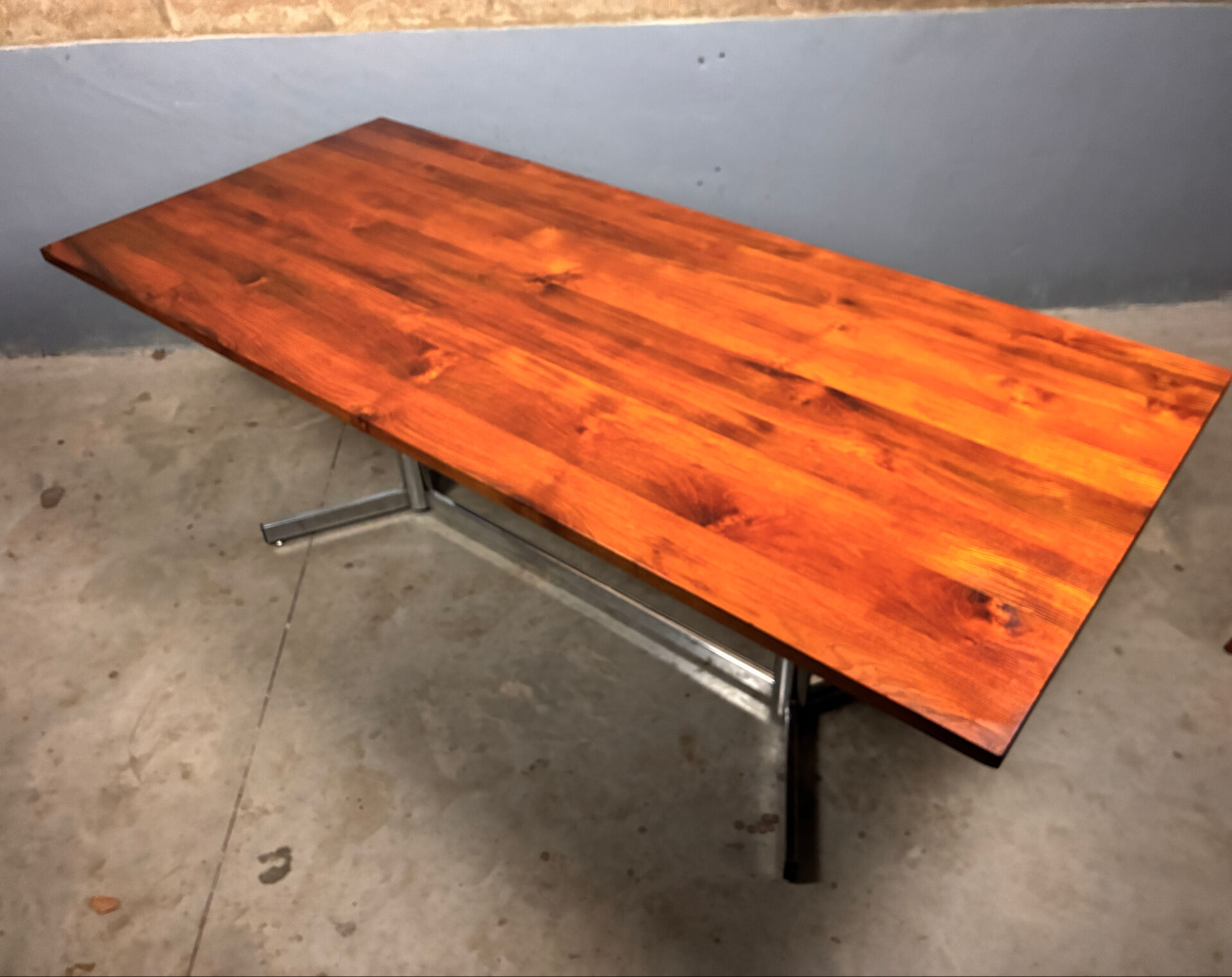 Vintage minimalist dining table chrome teak