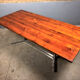 Vintage minimalist dining table chrome teak