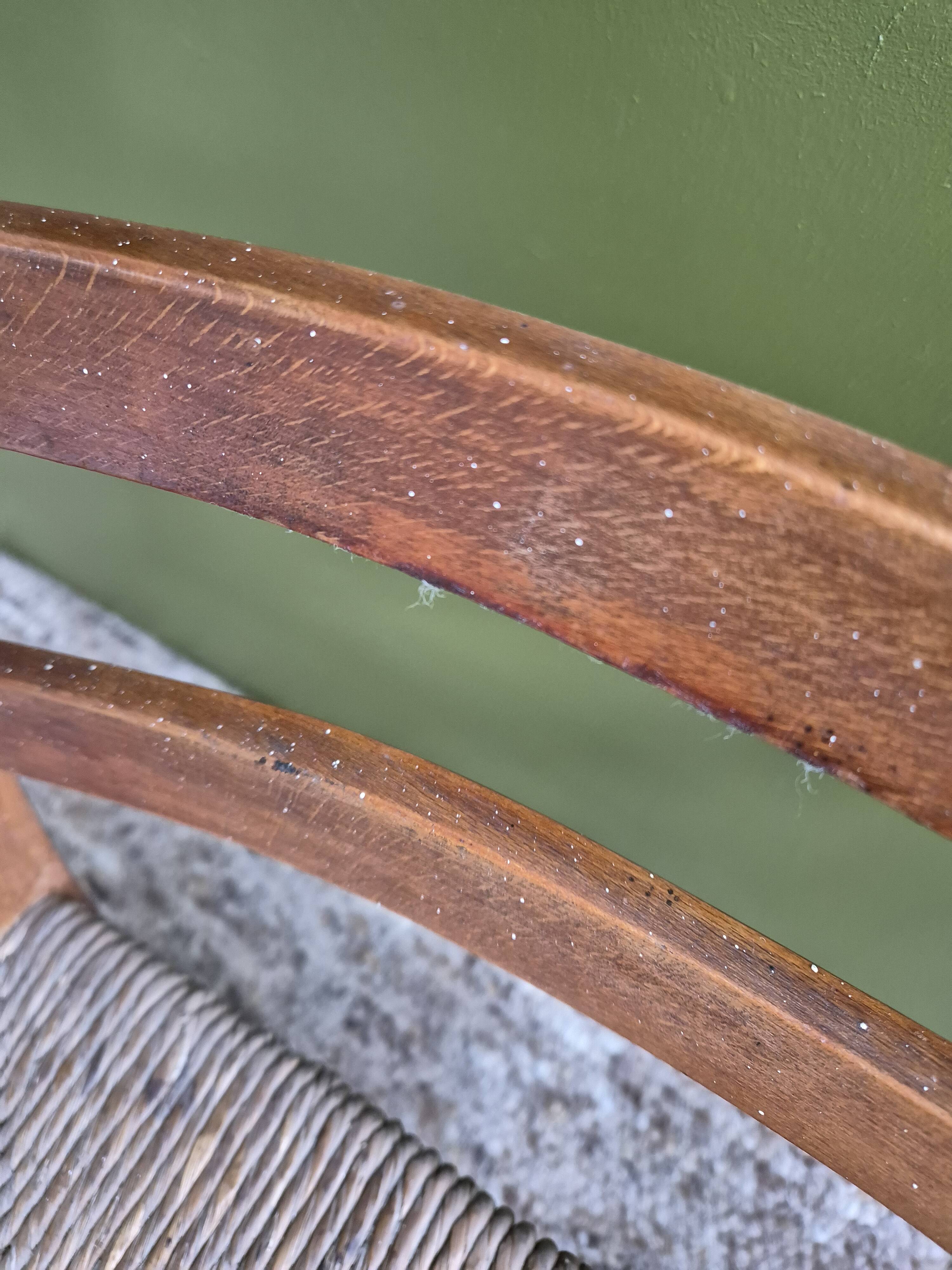 Straw and wood armchair