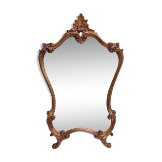 Miroir rocaille Louis XV en bois, doré à l'or