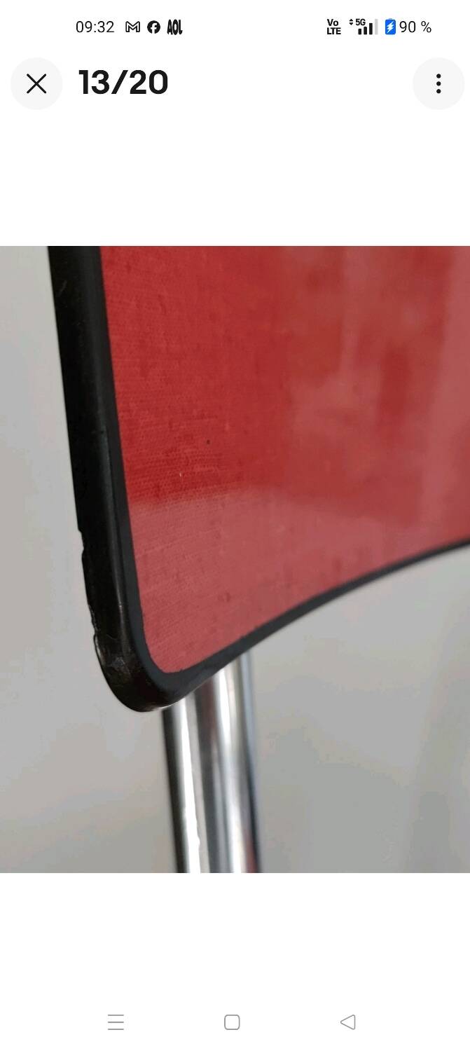 Jacques Hitier Chair 1950 Tubauto Red Bakelite Style Seat