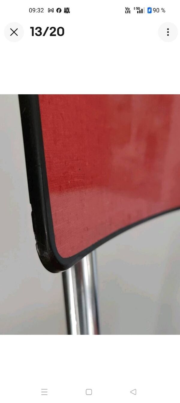 Jacques Hitier Chaise 1950 Tubauto Rouge Assise Style Bakélite