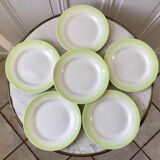 set of 6 pastel gradient light green dessert plates 40s-50s