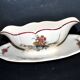 Sarreguemines sauce boat and dish in earthenware with "Obernai" decoration by Henri Loux