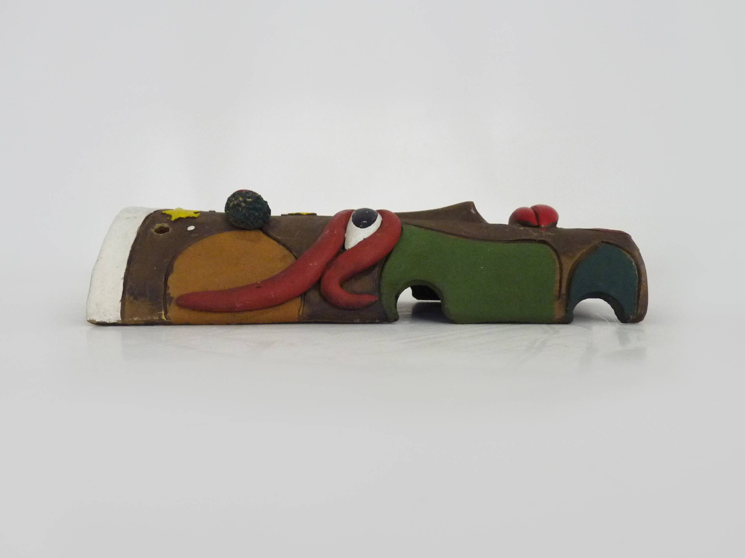 Masque mural vintage art populaire brésilien de MOURA en argile