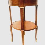 Oval pedestal table in veneer wood and black wood net 20th century