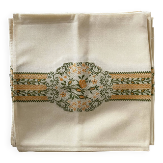 10 serviettes vintage brodées