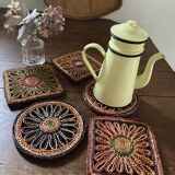 5 braided straw coasters bohemian style