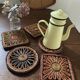 5 braided straw coasters bohemian style