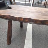 Old wooden side table vintage tree trunk décor