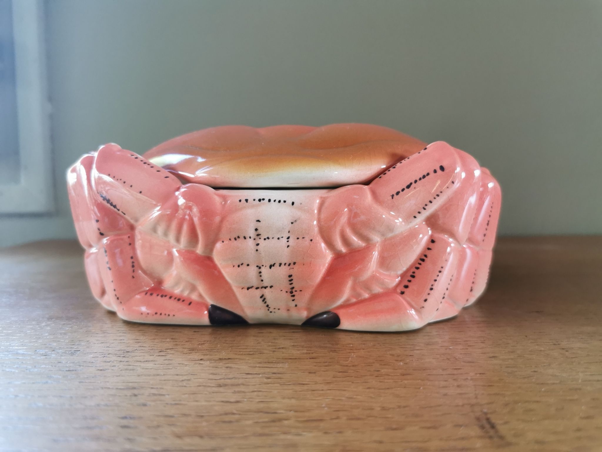 Vintage crab box in ceramic signed Caugant