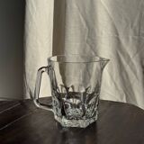 Large glass water jug with handle, hexagonal base, H15 D20.