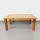 Vintage modernist coffee table in pine and glass from the 70s and 80s.