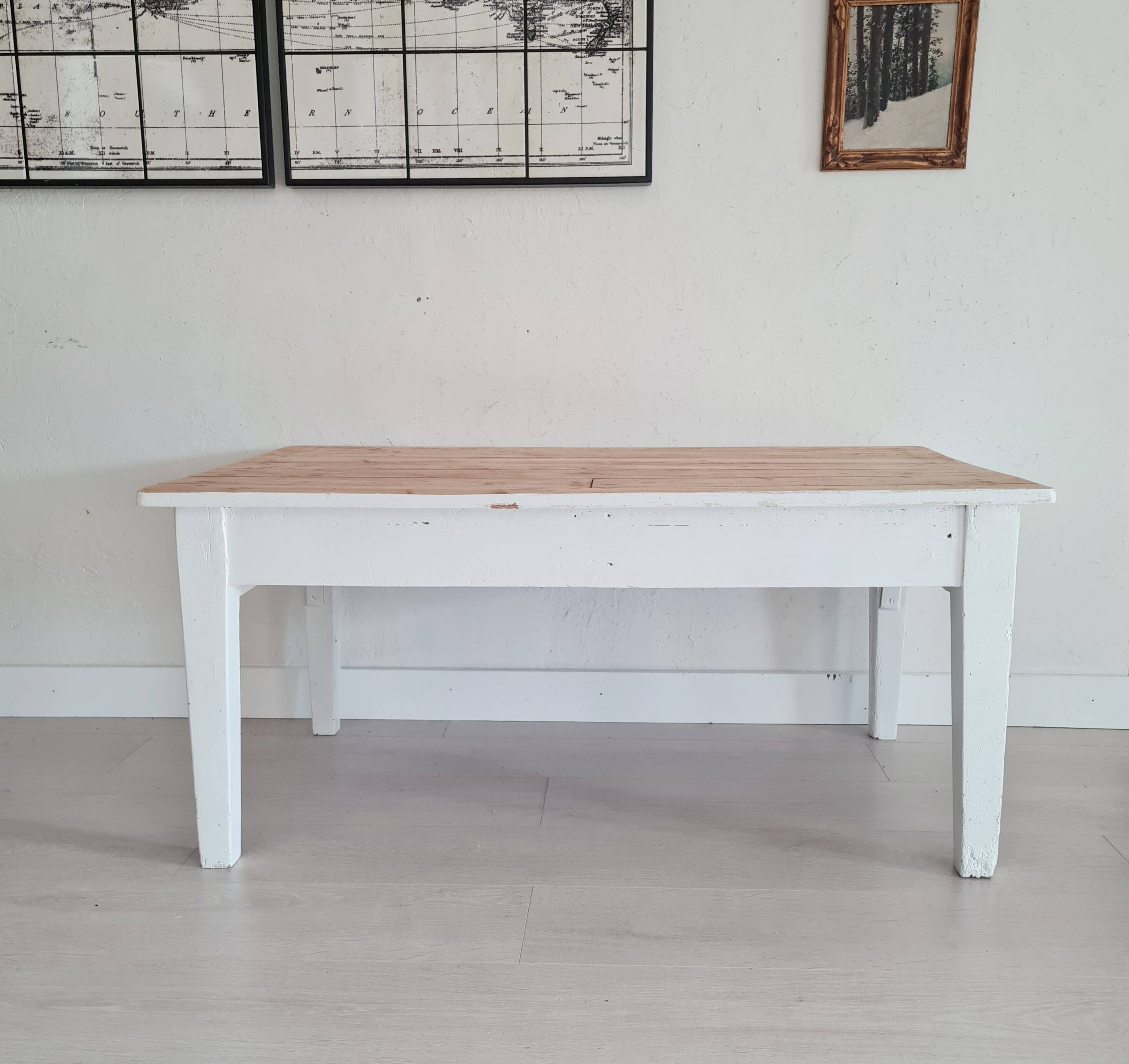 Low wooden farm table