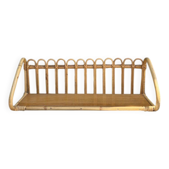 Superbe et rare étagère en rotin vintage