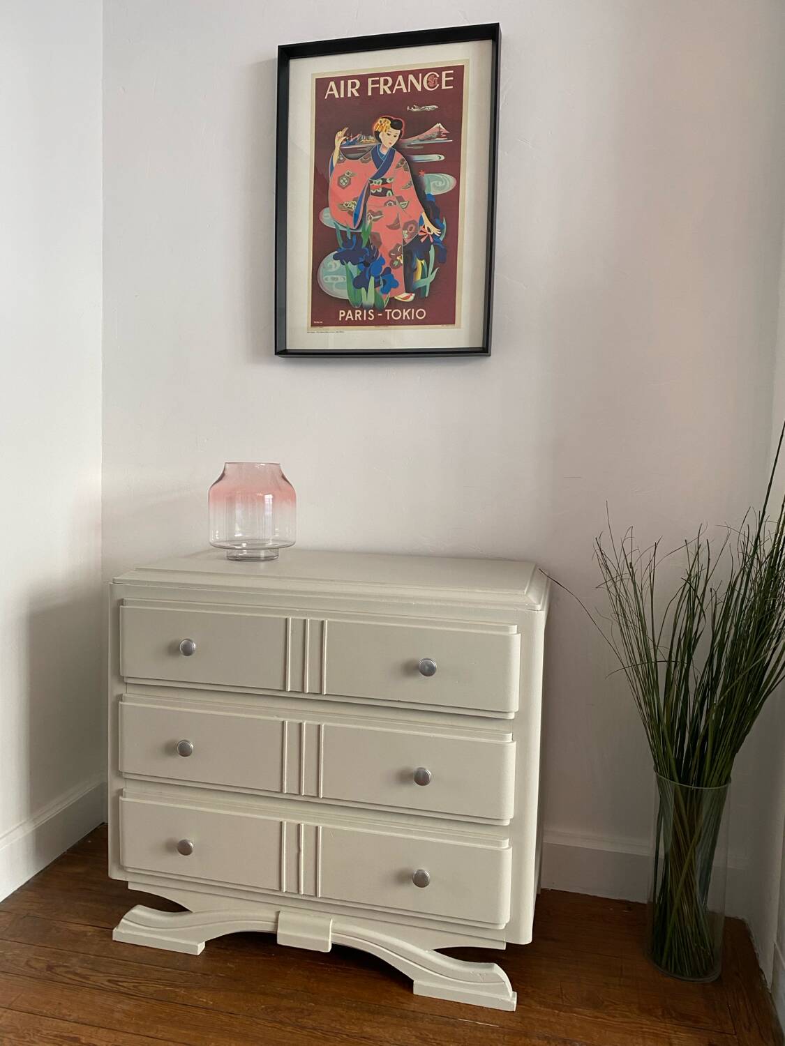 Vintage chest of drawers with mustache feet