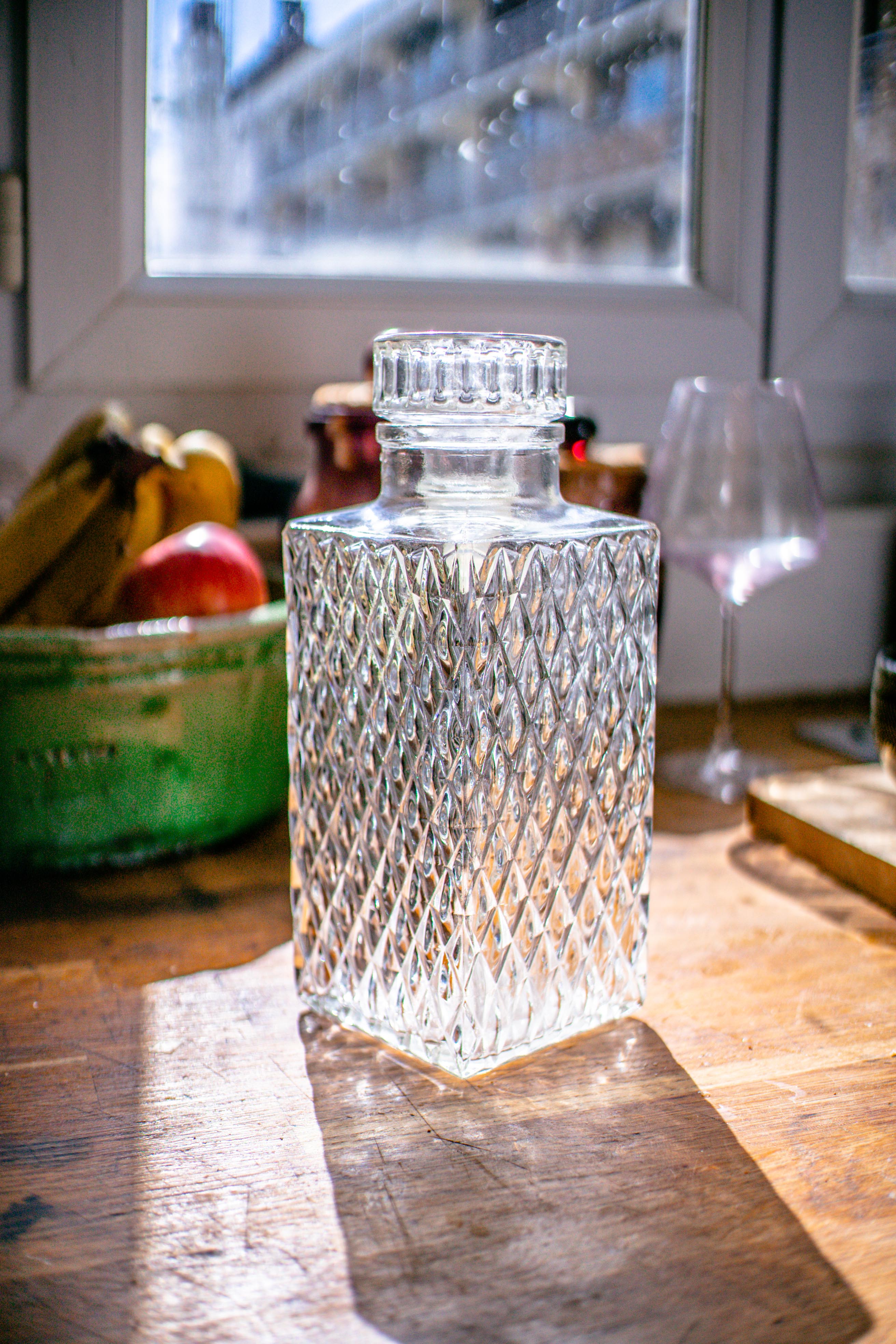 Antique whisky decanter signed r