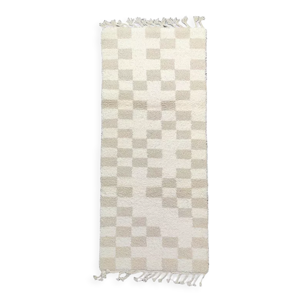 Tapis berbère carreaux crème 80x185 cm