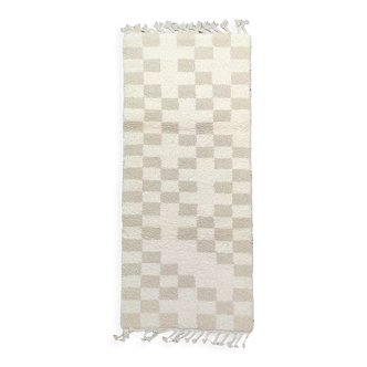 Tapis berbère carreaux crème 80x185 cm