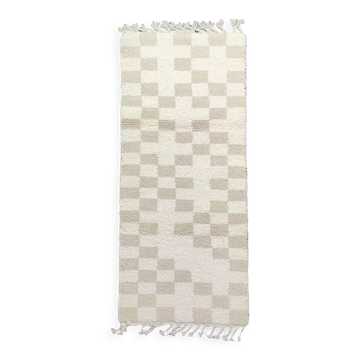 Tapis berbère carreaux crème 80x185 cm
