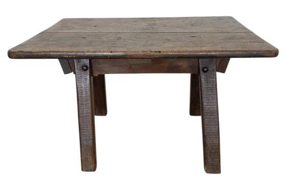 Antique brutalist coffee table in solid wood