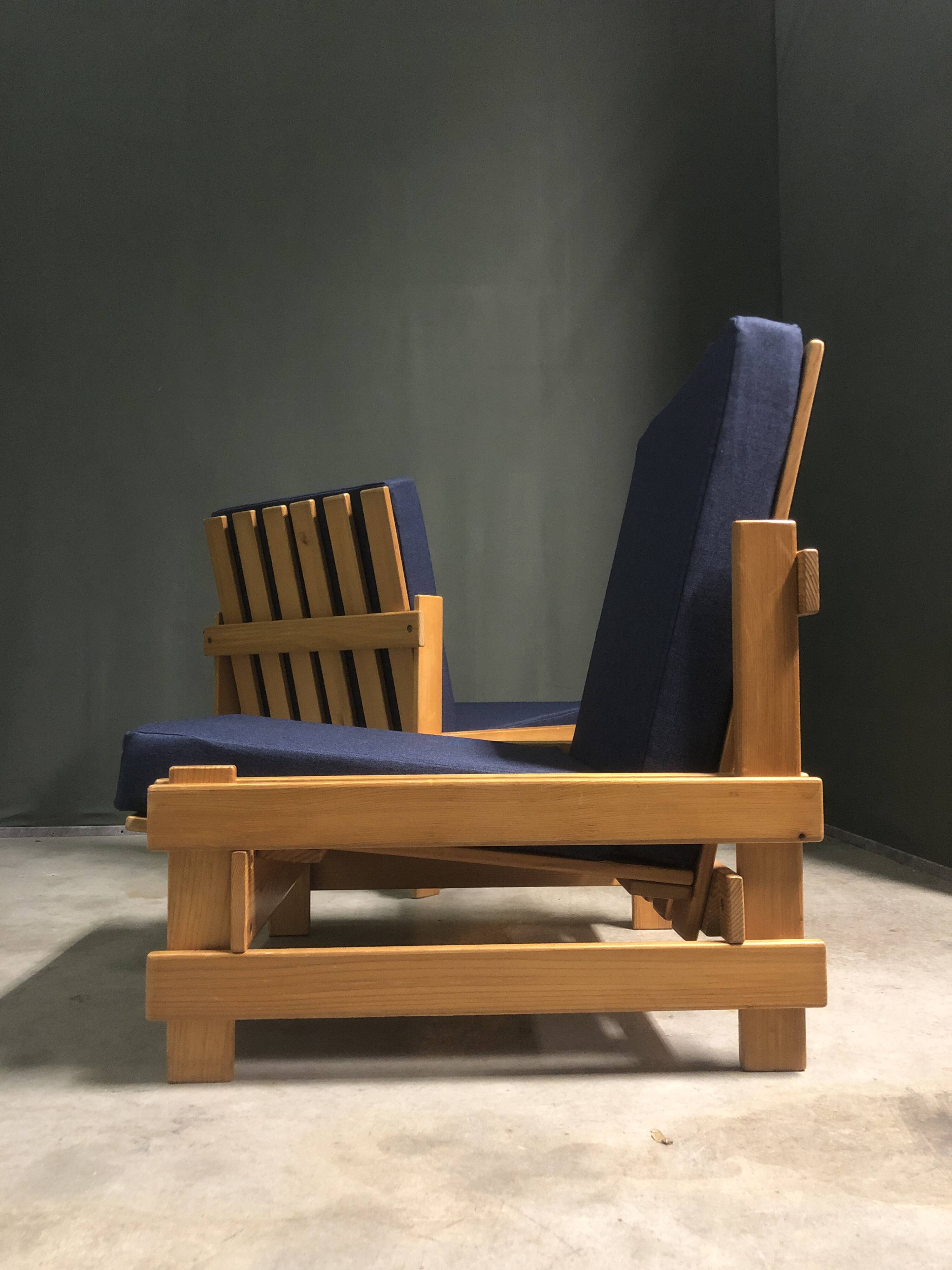 Rare pair of niko kralj 'dota' system lounge chairs, 1970's