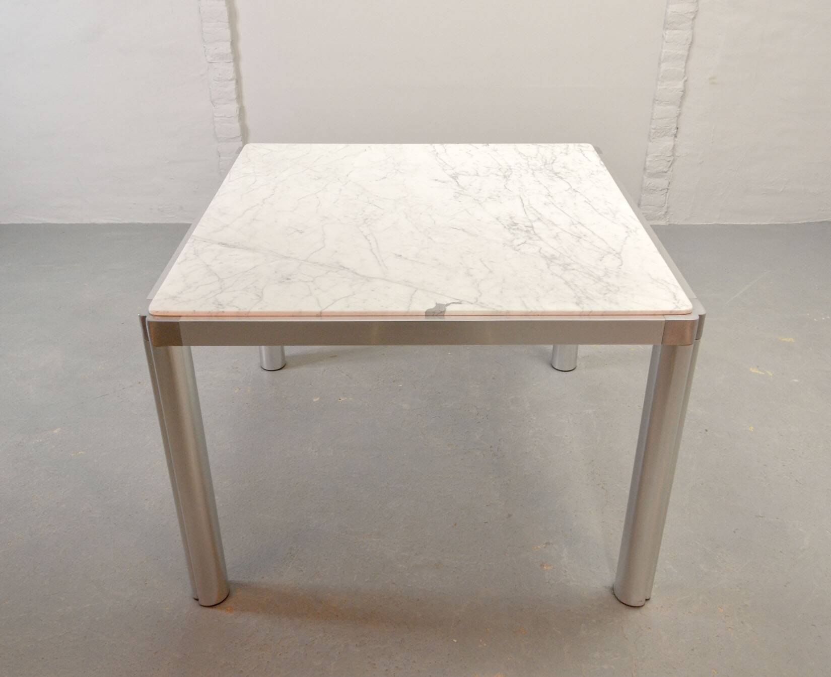 Artifort Dutch Design White Marble & Aluminium Dining Table by Kho Liang