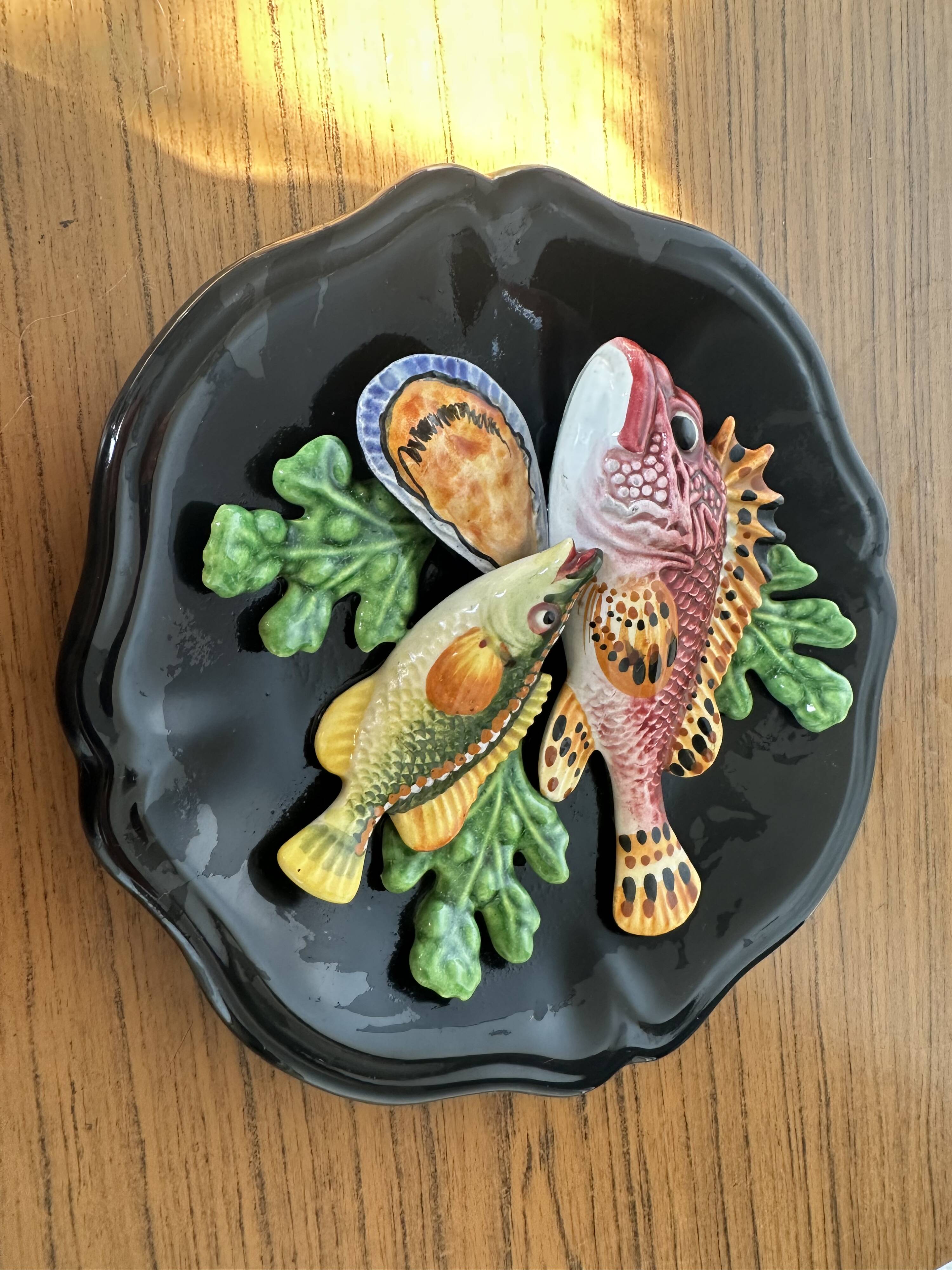 Palissy Vallauris majolica wall plate circa 1950