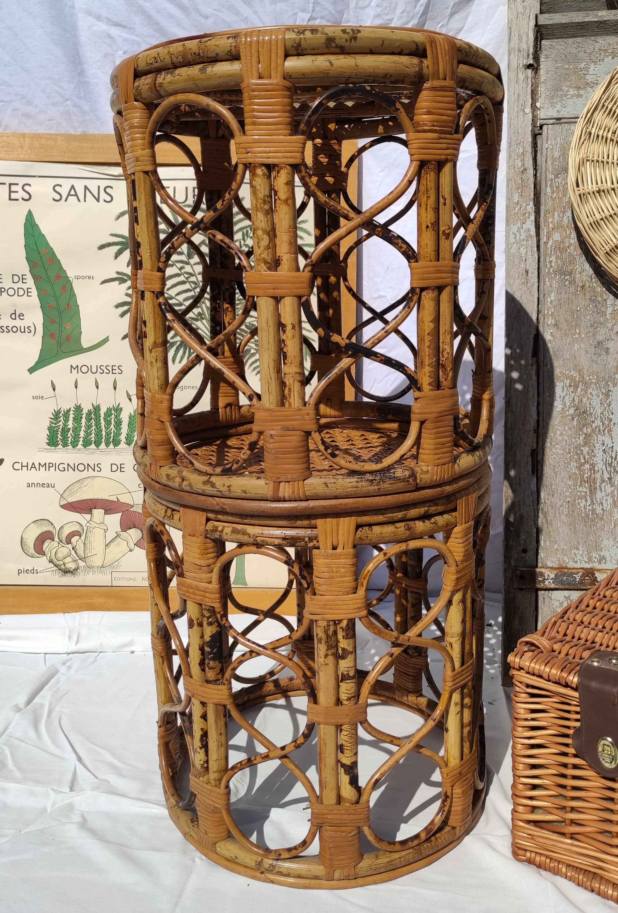 Tables d'appoint vintage en bambou et rotin