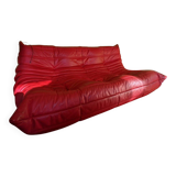 LIGNE ROSET Togo Sofa Indiana Red Leather Michel Ducaroy