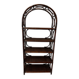 Dark rattan and bamboo bookshelf shelf