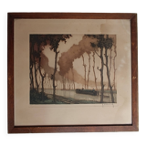 Roger hebbelinck landscape original lithograph signed and numbered 11/350