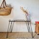 Black metal side table with scoubidou, 1950s