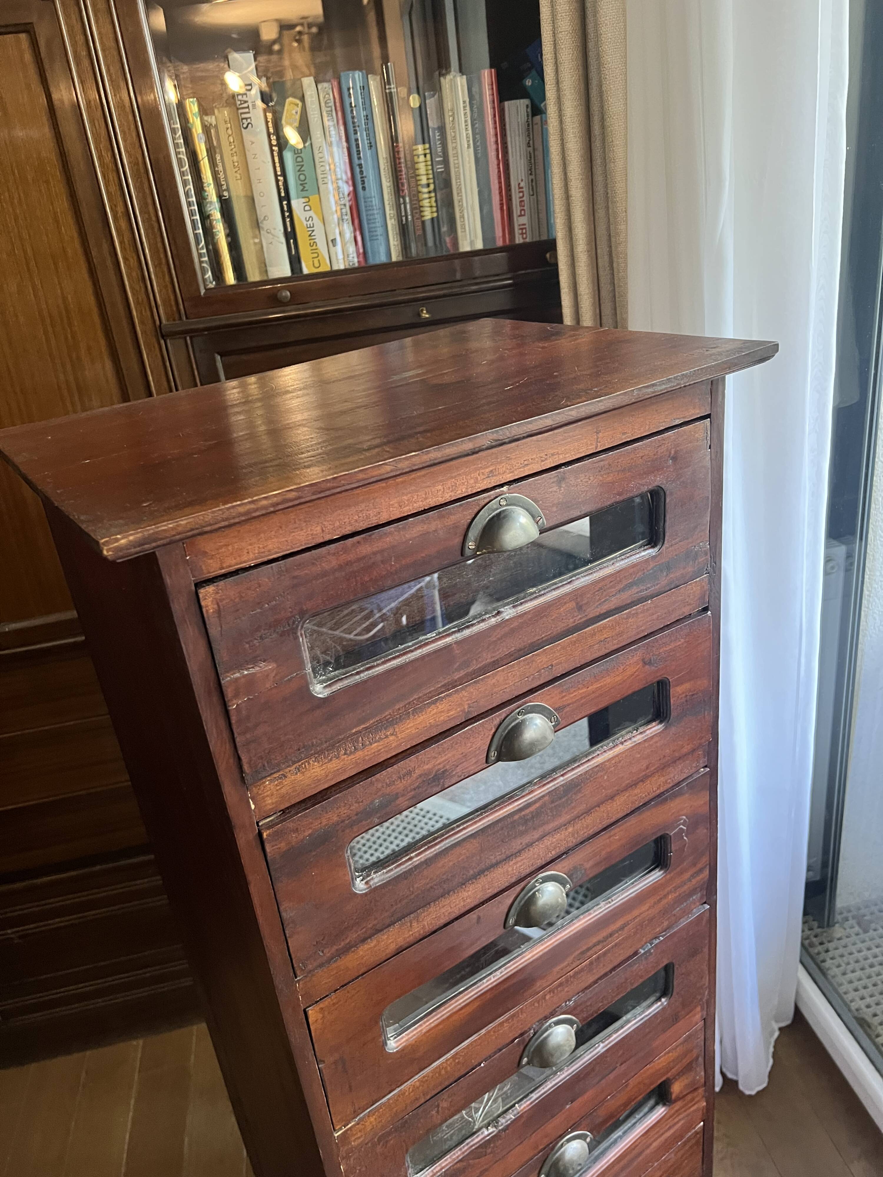 Exotic wood chest of drawers – Vintage industrial style