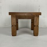 Brutalist square oak side or coffee table, Dutch 1960s