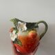 Strawberry shaped pitcher with vintage flowers ceramic pitcher in shape