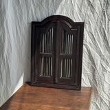 Dark brown wooden mirror with two baguettes H55 L40